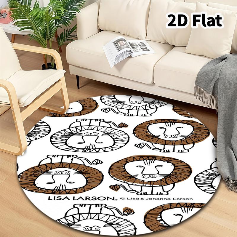 Lisa Larson Round Area Rug Carpet Rug For Living Room Bedroom Sofa Playroom Decor Nonslip Floor Mat