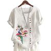 Women's Casual Short Sleeve Top with Round Neck and 11 Vibrant Floral Prints