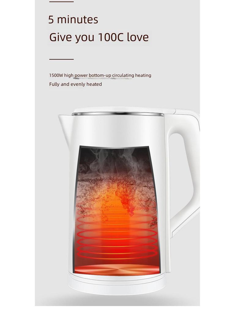 Электрический чайник Chigo: Двухслойный, защита от ожогов, автоматическое отключение, постоянная температура.