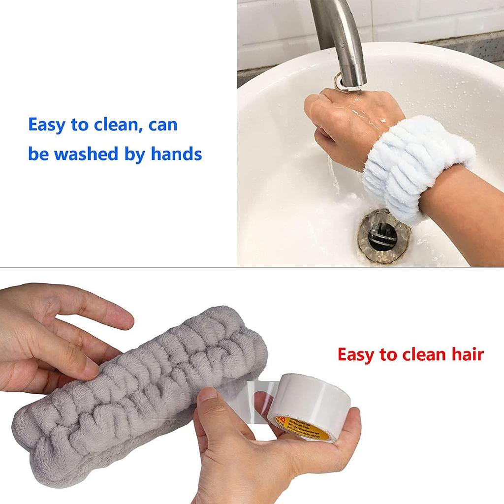 Facial Headband Face Wash Headband With Wristbands Spa Washband Microfiber Wrist Wash Towel Wristbands Head And Wrist Bands