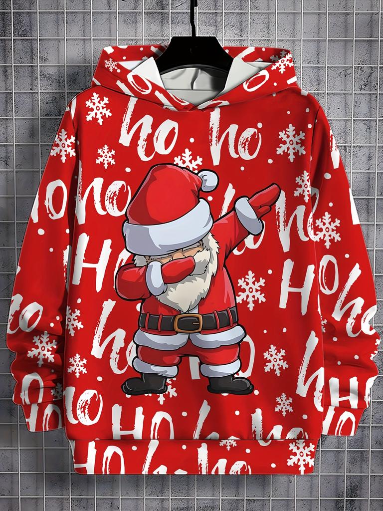 Unisex Santa Claus Christmas 3D Print Oversized Hoodie Casual Pullover Sweatshirt