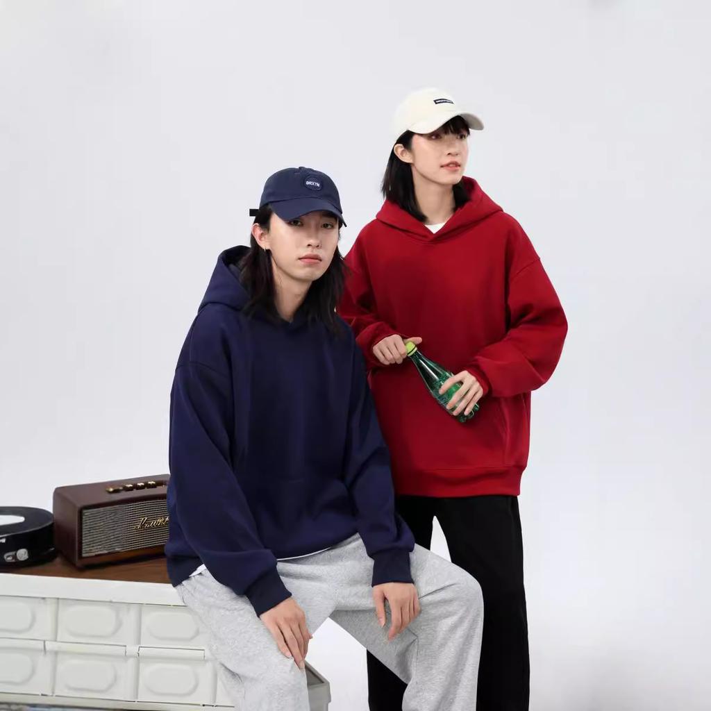 Флисовый пуловер с приспущенными плечами, капюшоном и карманом, парная толстовка, утолщенная, оверсайз, трендовая, молодежная