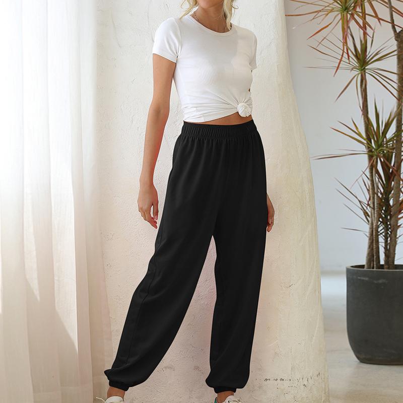 WTEMPO Женские тонкие брюки для бега, женские однотонные свободные спортивные штаны, женские повседневные брюки-карго с эластичной резинкой на талии и карманами