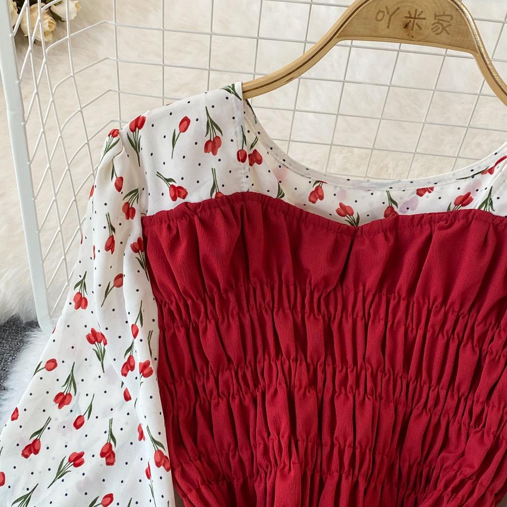 Женское платье с длинными рукавами и цветочным принтом, весенние элегантные винтажные вечерние платья с тонкой талией