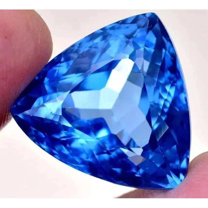 Natural Blue Sapphire 40+ Ct Trillion Cut Certified Stunning Loose Gemstone