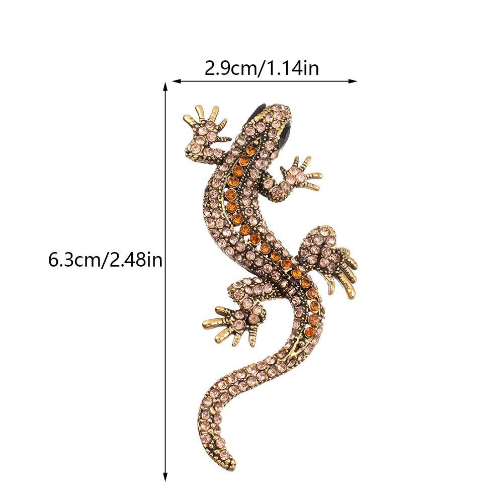 Women Pin Bag Clothes Label Retro Lizard Gecko Brooch Animal Brooch Rhinestone