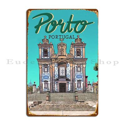 Церковь Святого Ильдефонсо Порту Металлическая Вывеска Кино Железо Гостиная Гараж Настенный Декор Жестяная Вывеска Постер