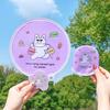 Cartoon Folding Fans Round Beach Lawn Hand Fan Flying Disc Fans  For Beach Lawn