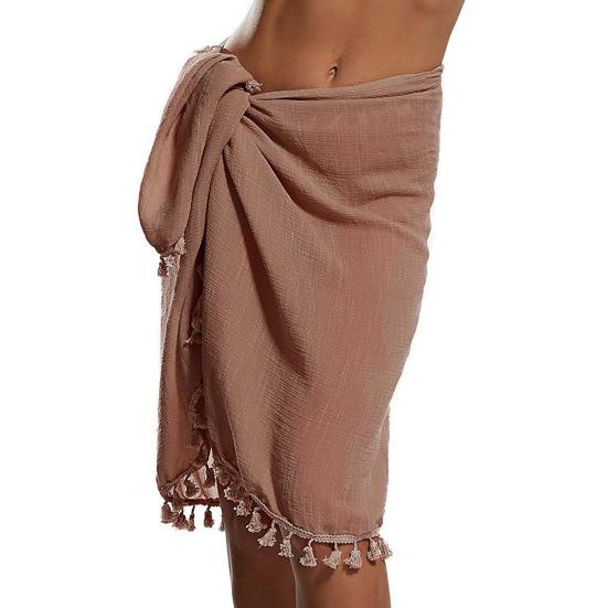 Bikini Cover Up Leopard Tassels Ladies Semi-Sheer Vintage Cover Up Skirt for Vacation