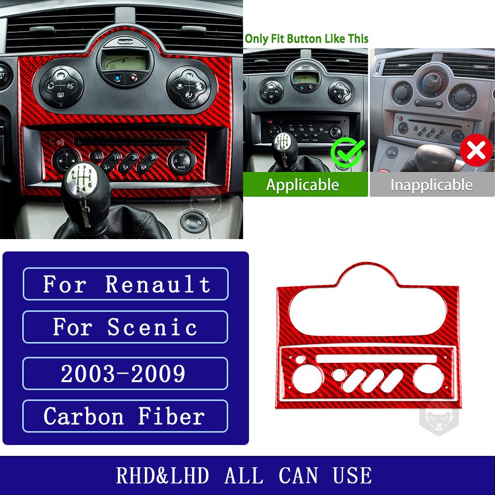 For Renault Scenic 2003-2009 Carbon Fiber Central radio CD control panel Trim Cover Car Accessories Interior Decorative Stickers