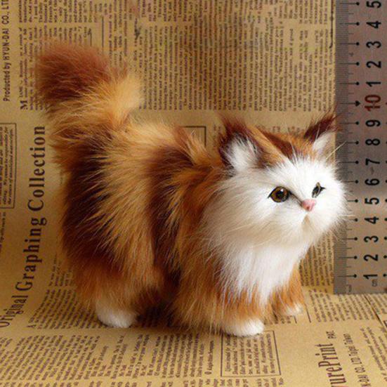 Имитация кошачьего орнамента, реалистичная плюшевая игрушка кошечка, искусственный мех, модель животных, пушистая кукла для кошек, подарок