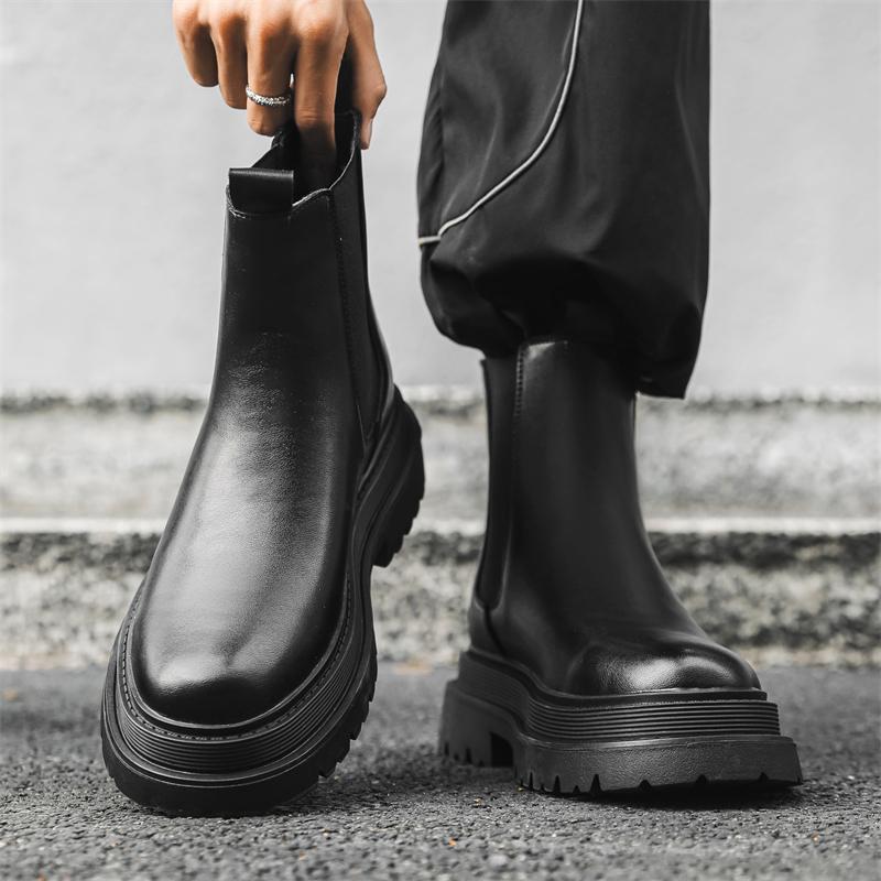 Горячая Распродажа Высокие Ботинки Мужские Классические Ретро Кожаные Челси Мужские Модные Без Шнуровки Ботильоны Мужские Повседневные Британский Стиль Лоферы
