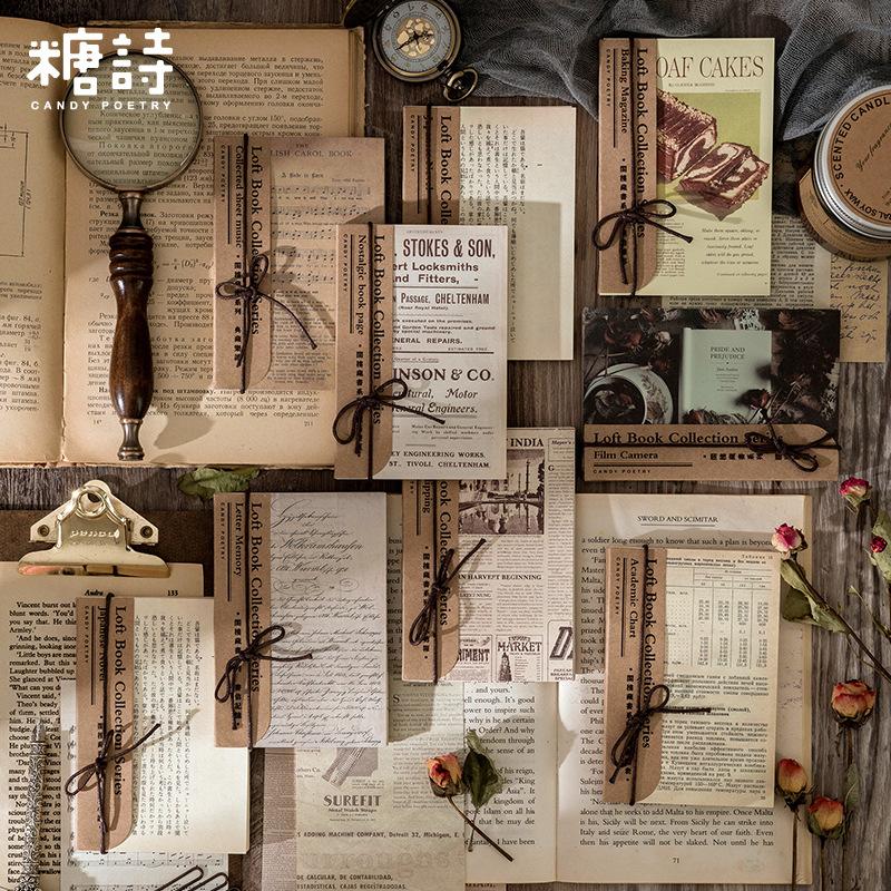 60 шт. Винтажная Ностальгическая Бумага для Книжных Материалов Журнала Скрапбукинга Основа для Коллажа Литературная Ретро Бумага для Декора DIY