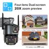 10K 20MP Wi-Fi IP-камера с 20-кратным зумом, четыре объектива, три экрана, PTZ-камеры, уличная камера видеонаблюдения 16MP, 8K, камера видеонаблюдения