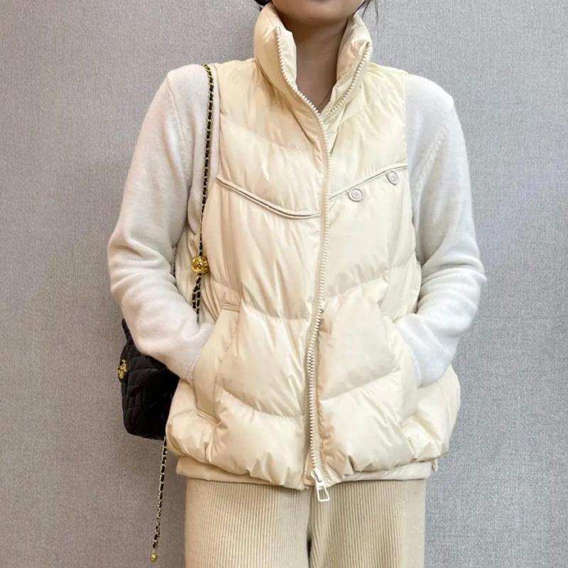 Женский легкий свободный термокуртка без рукавов на белом утином пуху, жилет, универсальный шикарный жилет с карманом и воротником-стойкой