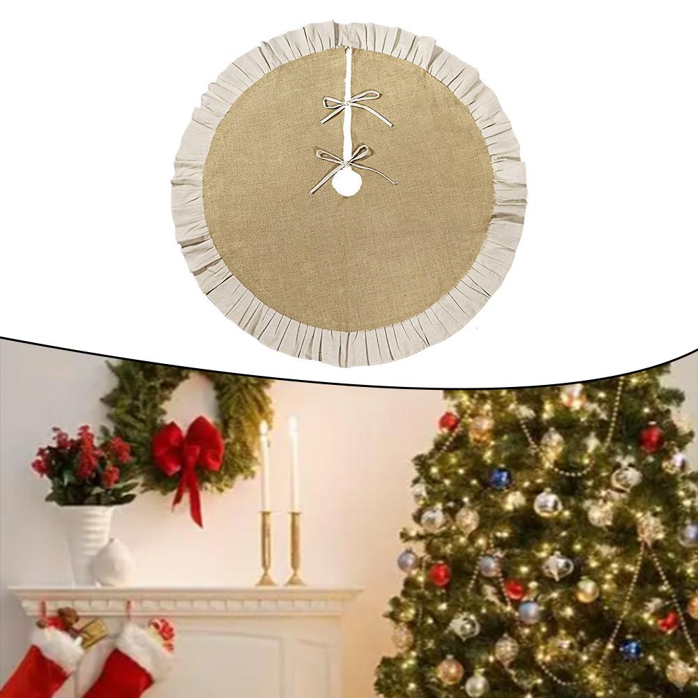 Tree Skirt Made of Burlap Fabric for Holiday Setup - 35.4 inches 47.2 inches