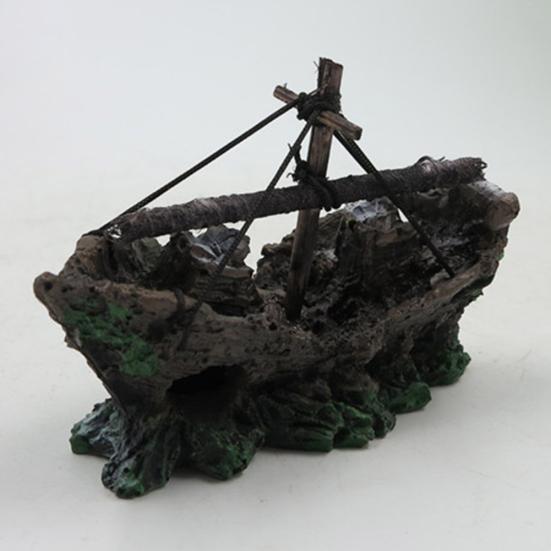 Resin Sailing Figurine Miniature Aquarium Boat Ship DIY Sunk Fish Tank Ornament For Home Garden Bedroom