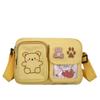 Canvas Small Bag Japanese Ins Women Shoulder Bag Cute Funny Personality Embroidery Bear Girl Student Transparent Messenger Bag