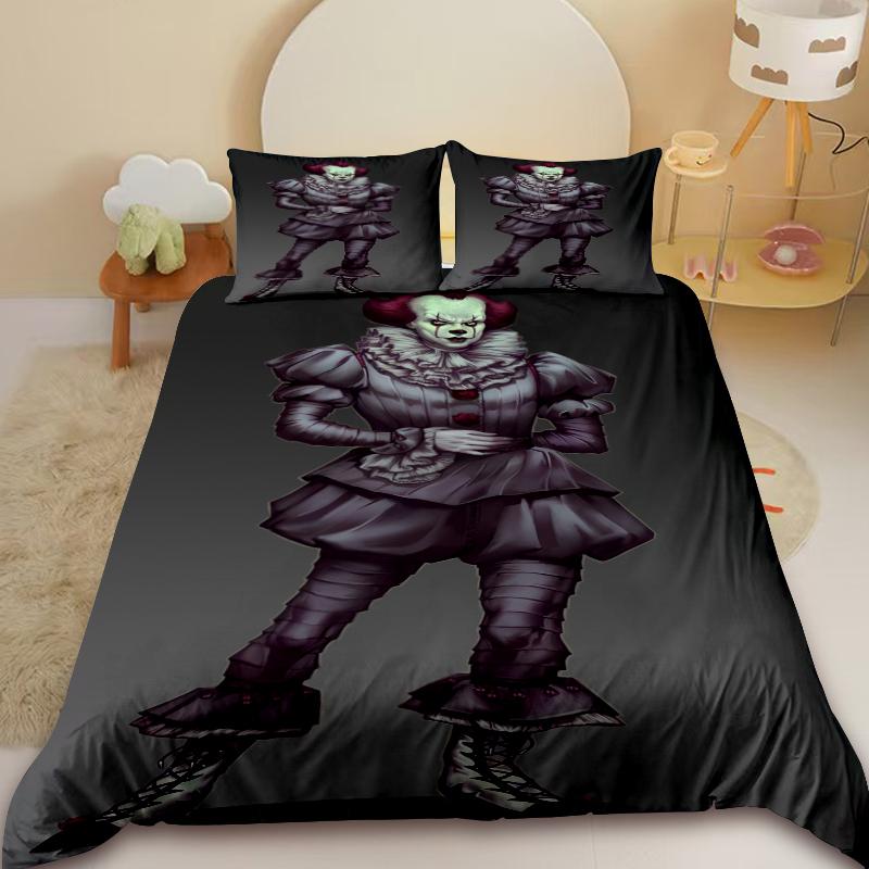 3pcs Duvet Cover IT Pennywise Horror Surprise Bedding Set Comforter Cover Set Teens Kids Bedroom Home Decor Birthday Gifts