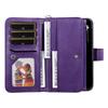 KT Multi-Functional Series-4 for iPhone 16 Case Detachable PU Leather Zipper Flip Wallet Phone Cover - Purple