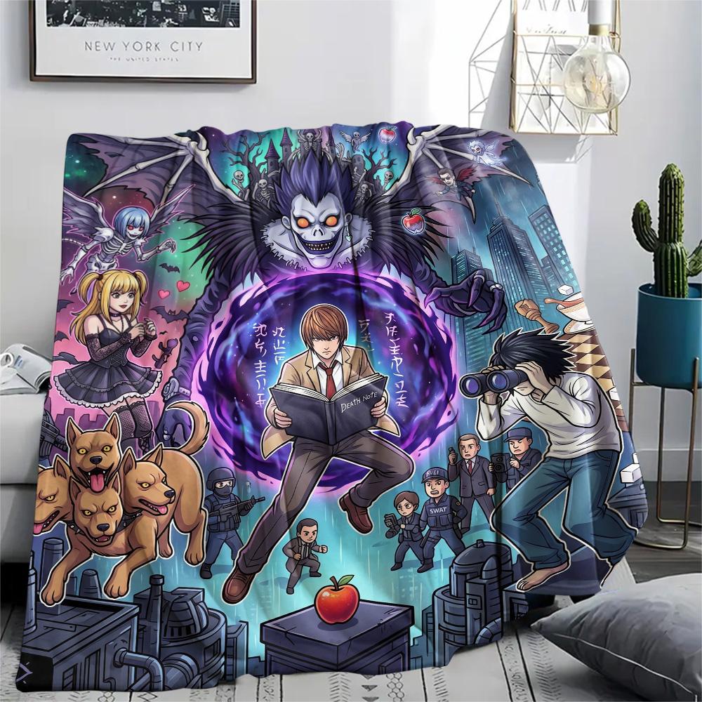 Death Note Comfortable Flannel Blanket Warm Print Pattern for Daily Home Picnic Travel Use.-TING