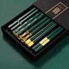 5 Pairs Green Gold Japanese Chinese Chopsticks Eating Food Sushi Sticks Reusable Alloy Korean Chopsticks Set Healthy Kitchen Tableware