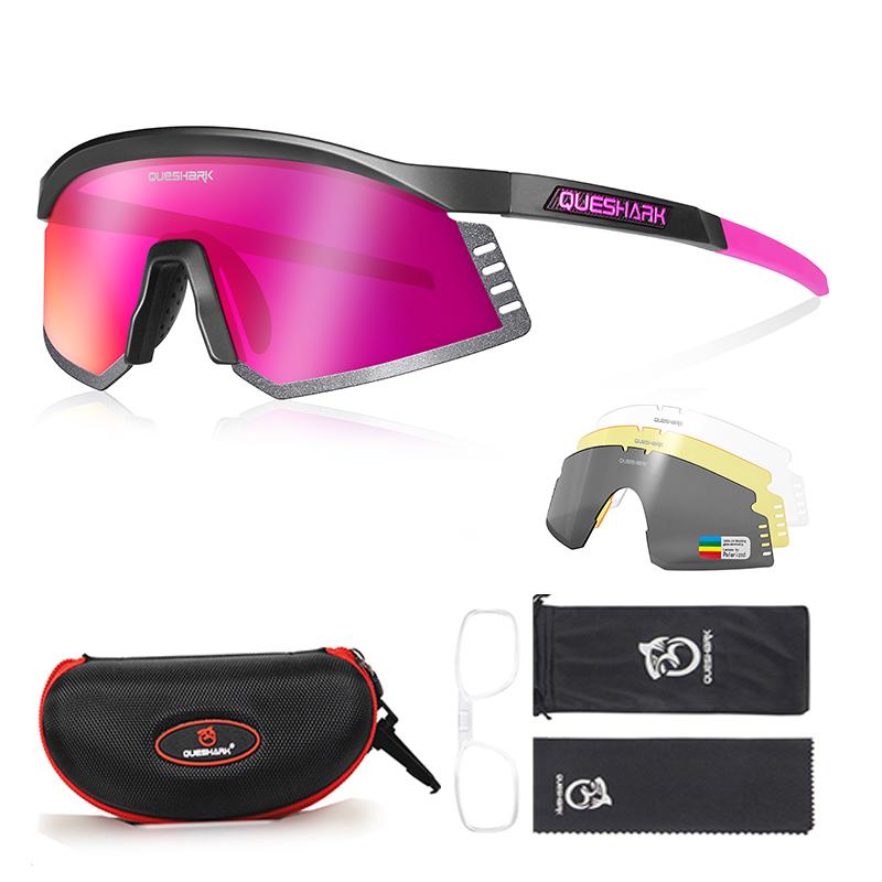 Queshark 4 линзы/набор, мужские и женские поляризационные солнцезащитные очки для велоспорта, спортивные MTB велосипедные очки, очки для езды на шоссейном велосипеде, очки QE58-01