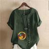 Women's Fashion Favorite Icons Prined Round Neck Short Sleeve T-shirt Casual Cotton Linen Graphic Shirt Leisure Loose Summer Blouse Tops