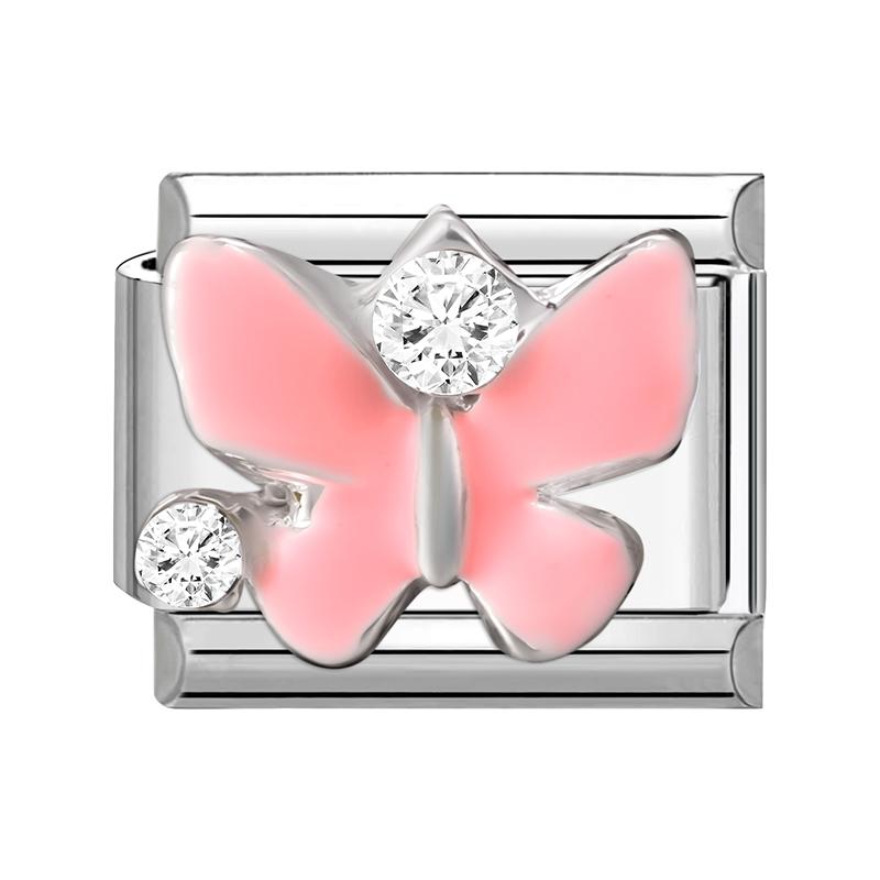 Shiny Colorful Crystal Butterfly Bow Knot Heart Italian Charm Links Fit 9mm Stainless Steel Bracelet Women Y2K DIY Making Gift