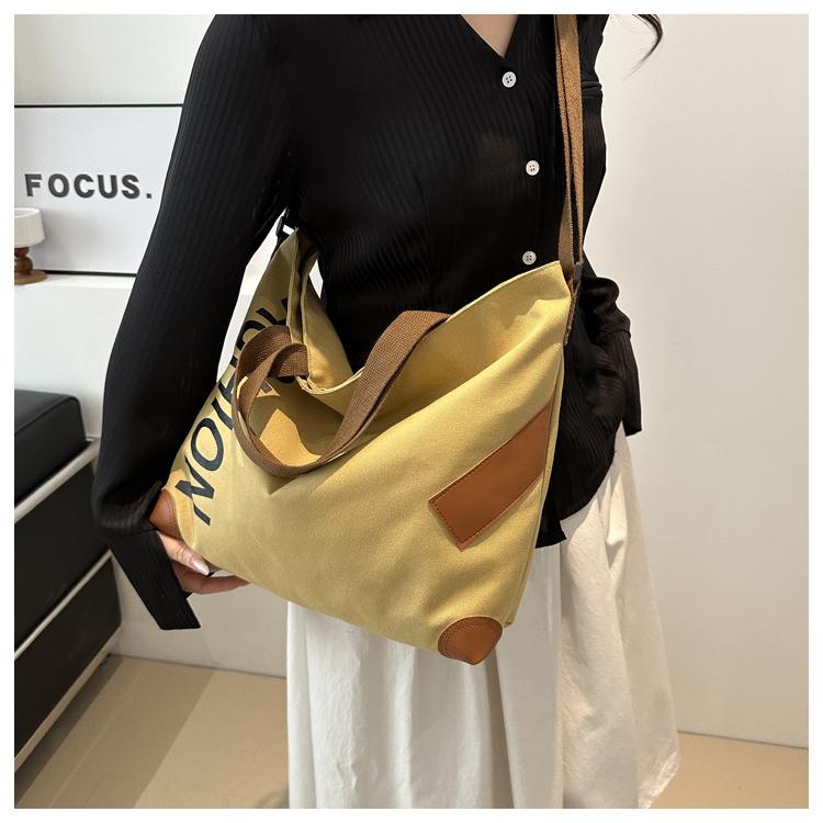 Новинка 2024 года, модная повседневная сумка большой емкости, универсальная парусиновая сумка через плечо, сумка для покупок