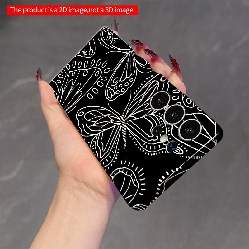 2DFlat Samsung phone case Black & White Butterfly Pattern Phone Case Applicable to Galaxy S22 S23 S24 S25ULTRA S26 A12 A13 A14 A15 A16