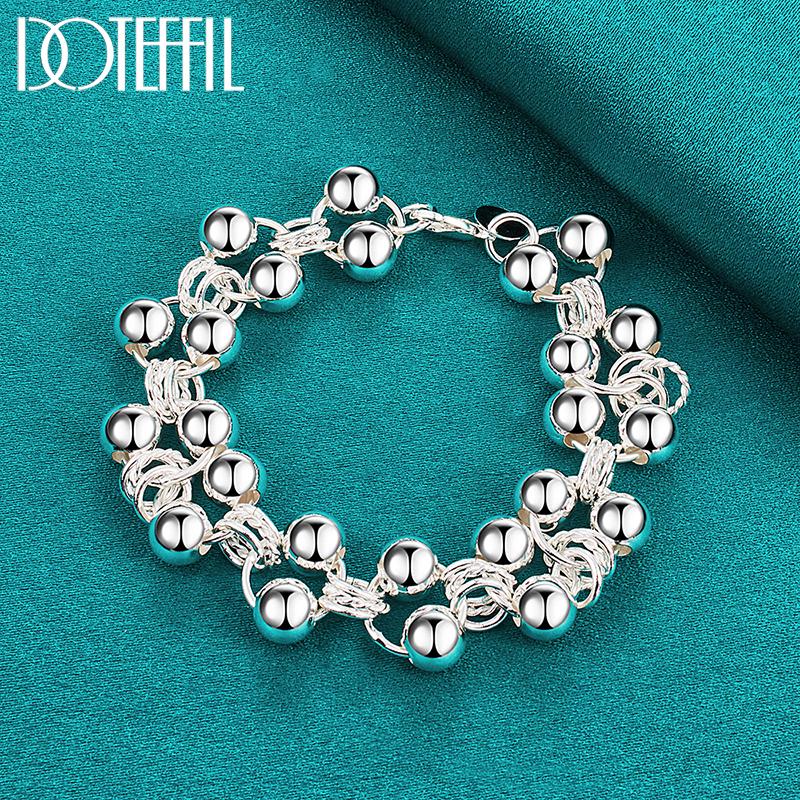 Ювелирные изделия из браслета из стерлингового серебра 925 пробы с гладкими бусинами