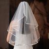 White Wedding Veil with Hair Comb Double Layer Bridal Veil Wedding Headpiece for Bride Short Veil for Engagement Event