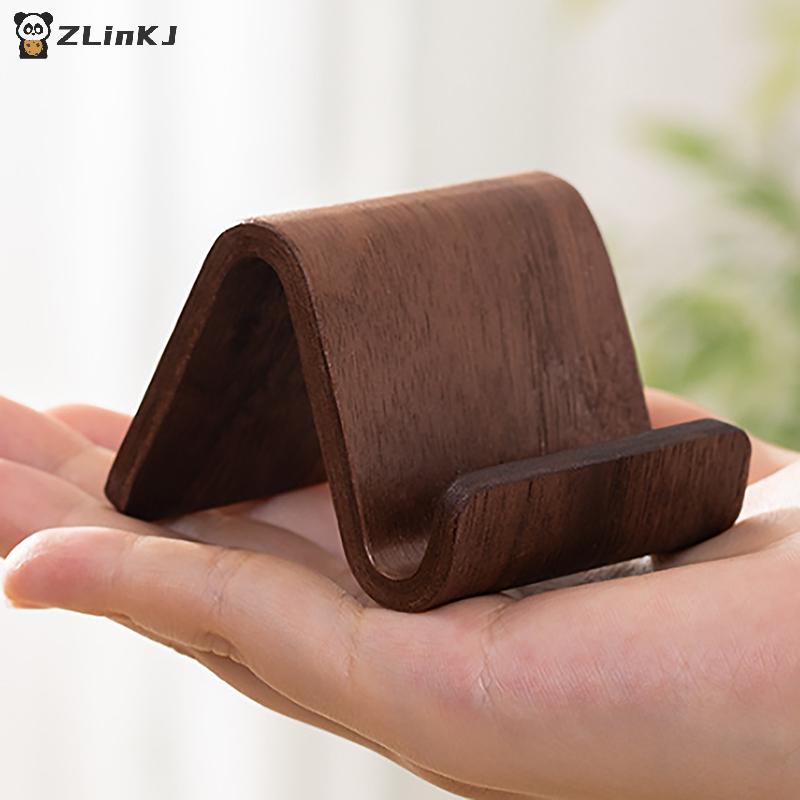 1pcs Solid Wooden Phone Holder Front Desk Business Card Display Rack Multifunctional Home Office Desktop Decoration