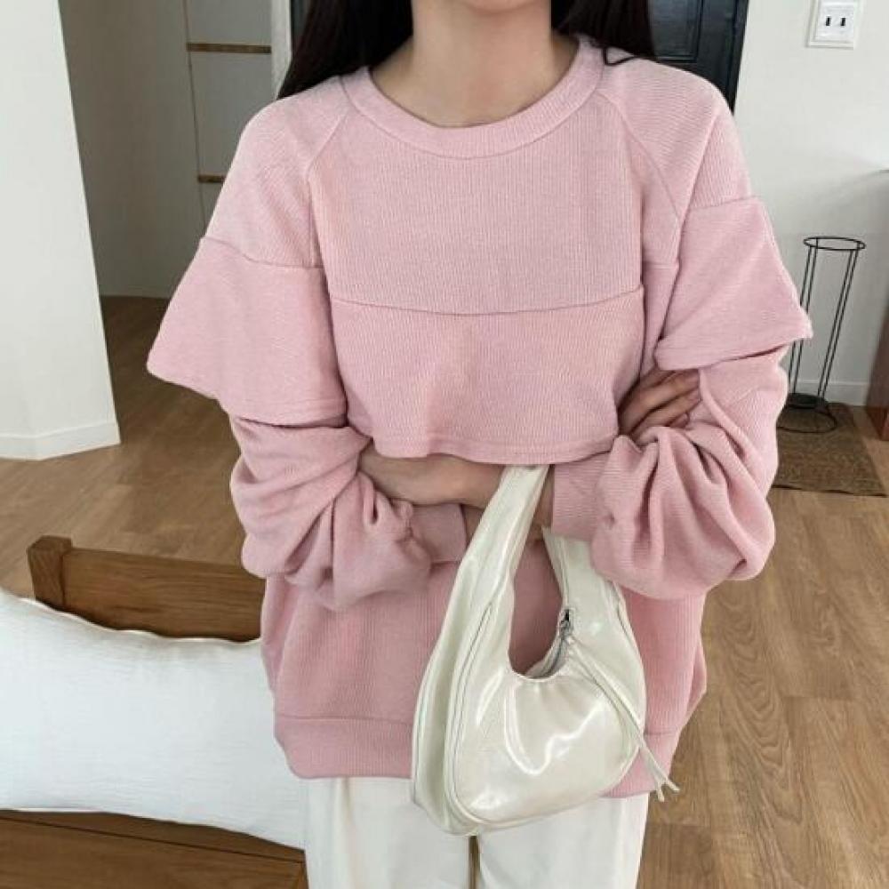 New Arrivals Open Run Frill Drop Shoulder Round Neck Long Sleeve T shirT
