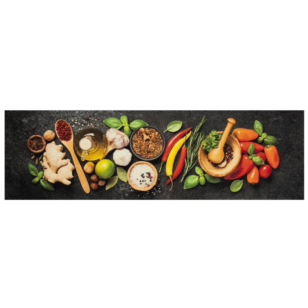 Washable Kitchen Rug Spices Design 45x150 cm Velvet