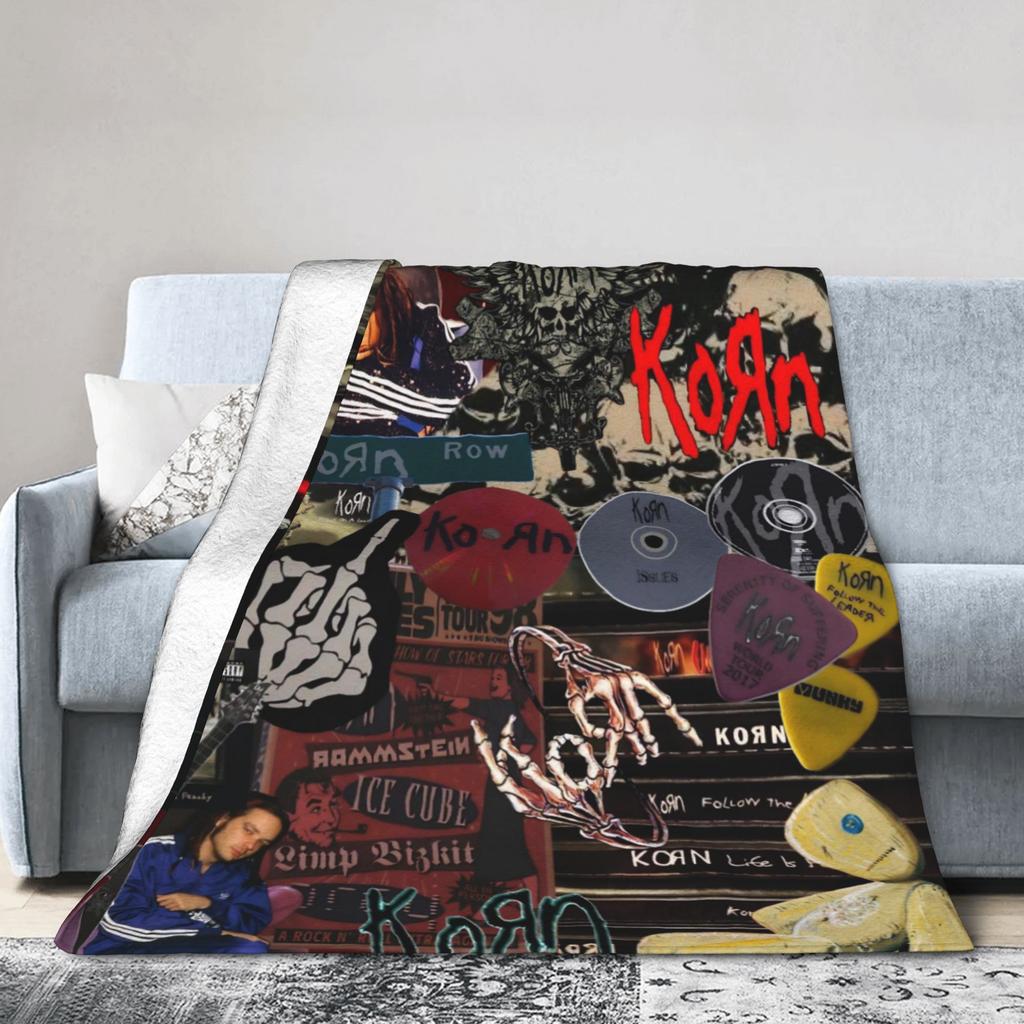 Korns Rock Band Music Flannel Throw Fashion Blanket Heavy Metal for Bedding Throws Knitted Fashion Blanket Outdoor Warm Multifunction