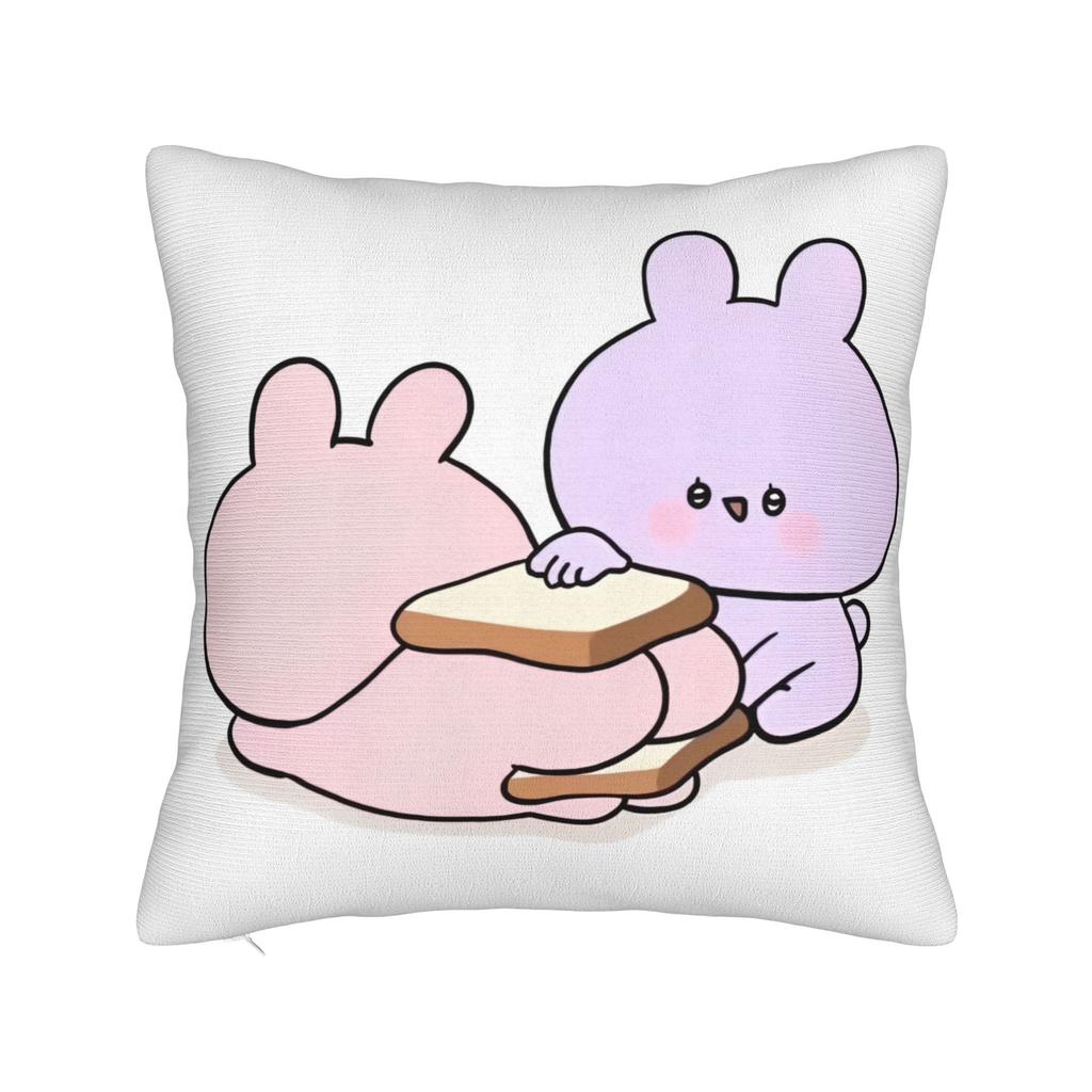 Asamimichaan Asleep Cartoon Square Pillow Case Cute Asamimi Cushion Covers Awesome Polyester Decorative Pillowcover For Home 18"