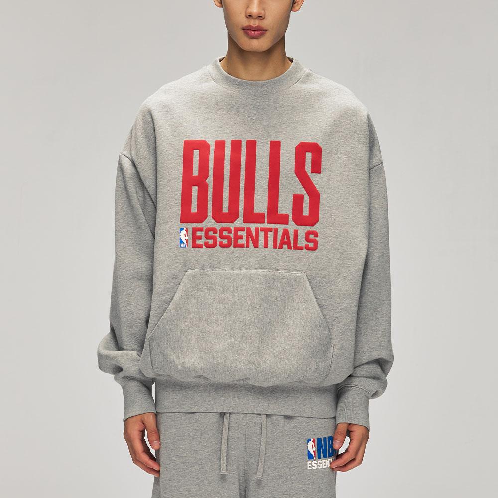 Fear of God Essentials x NBA Bulls Sports Fit Crewneck Concrete Heather Men Tops Grey 192NB256506F