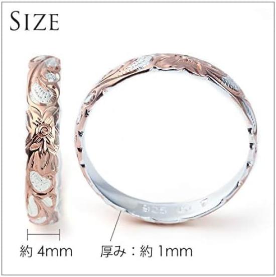 Гавайское ювелирное кольцо, кольцо на мизинец, 4 мм, розовое золото, серебро, волнистая плюмерия, ювелирные изделия [LocoMocoAloha] [подлинный продукт]
