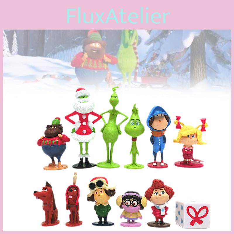 12 Очаровательных фигурок Гринча на рождественскую тематику, зеленые пушистые персонажи, коллекционный декор