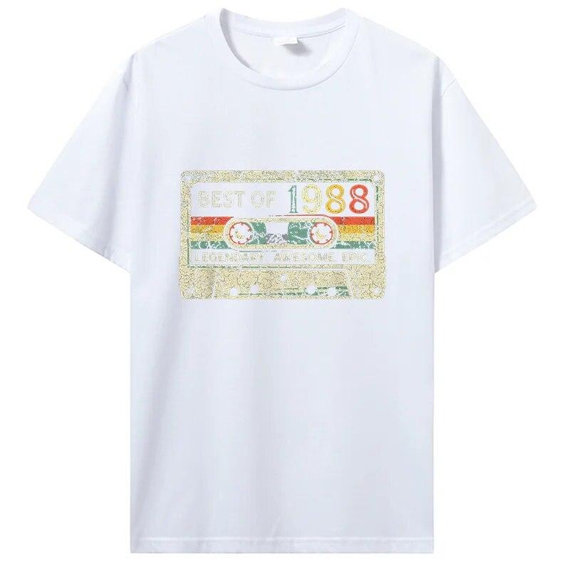 Винтажная футболка с микстейпом в стиле ретро Best Of 1988, футболка с кассетой на день рождения для женщин, футболка для папы и матери, уличная одежда