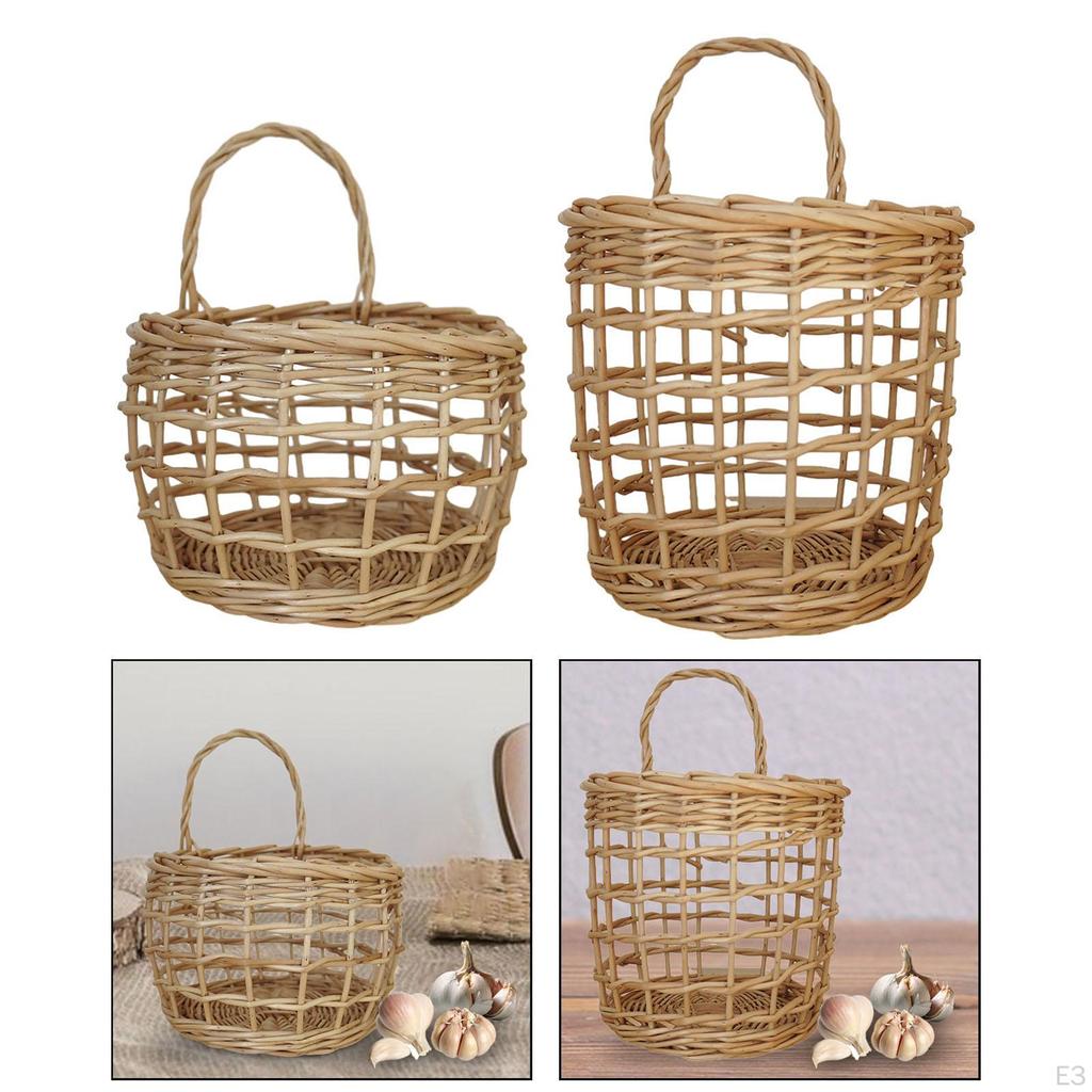 Корзина для хранения фруктов и овощей, подвесная настенная корзина с ручкой, тканая для