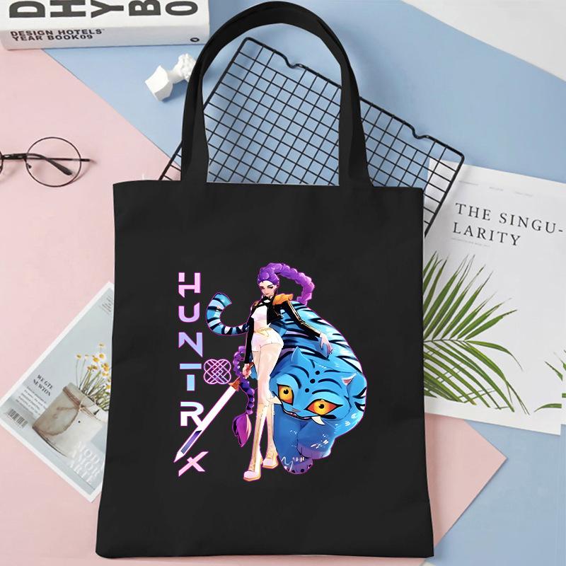 KPOP Охотник на демонов Принт тигра Студенческая холщовая сумка через плечо Сумка-шоппер KTB