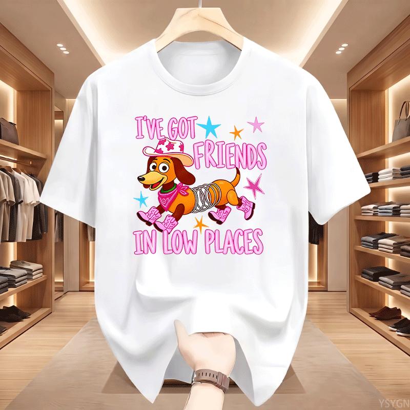 Ive Got Friends In Low Places Tshirts Retro Cowgirl Dog T Shirt Country Music Western Boots Tshirts Casual Round Neck Printed