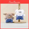 Dog Overalls White Plush Keychain Stuffed Pp Cotton Filling Bag Decoration