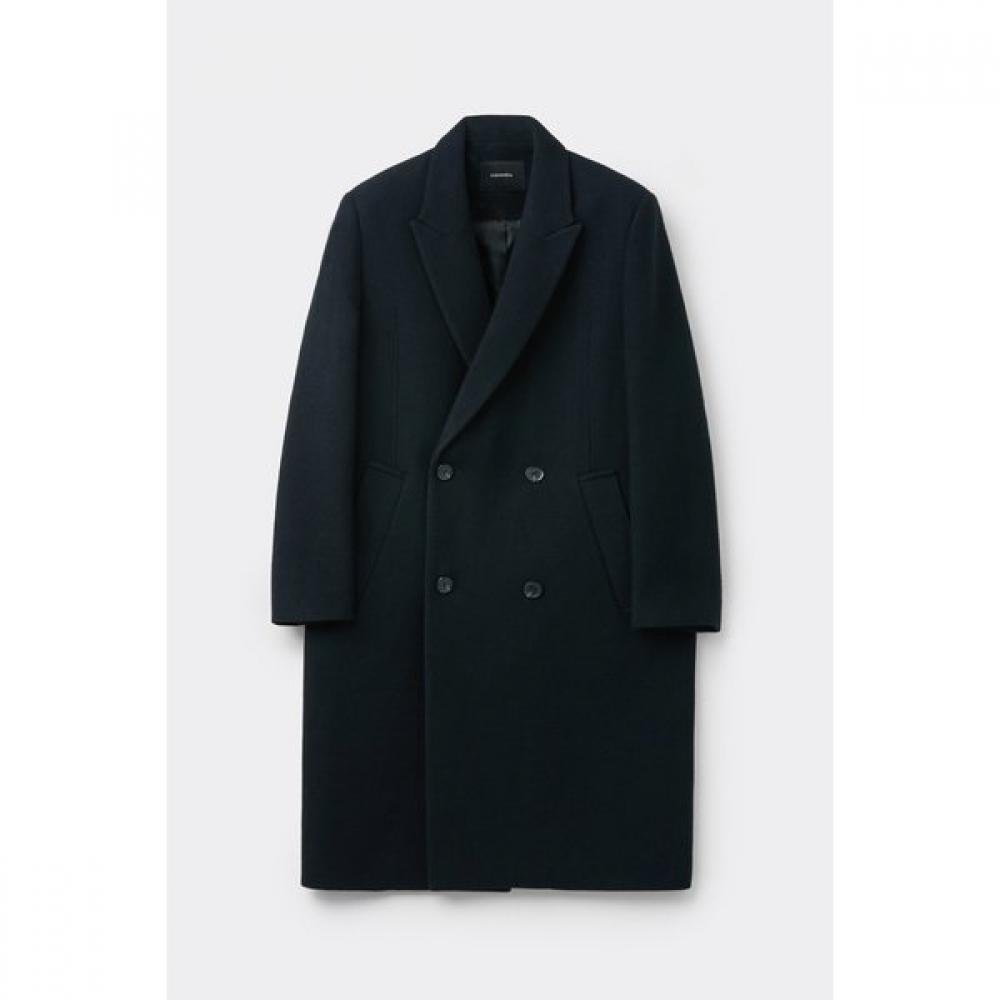 Customellow Navy Half Double Breasted Coat Cwcaw25711nyd