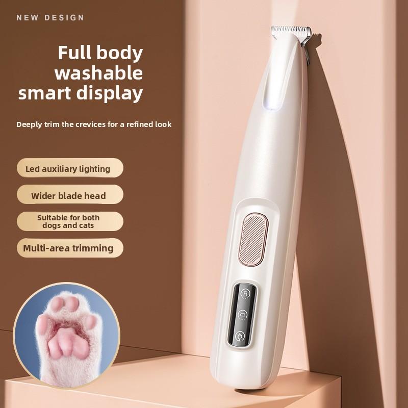 Водонепроницаемый светодиодный триммер для шерсти на лапах собак и кошек, Триммер для шерсти на лапах питомцев, Перезаряжаемая электрическая машинка для стрижки с подсветкой для стрижки шерсти собак