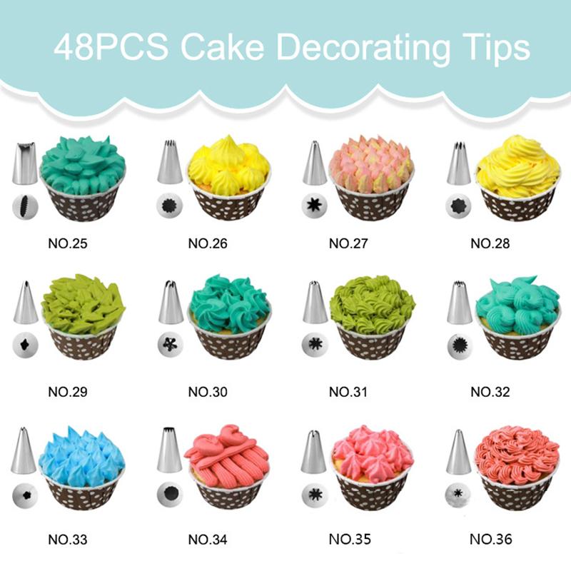 24/36/48 шт. насадки для труб из нержавеющей стали для глазури набор инструментов коробка для украшения торта