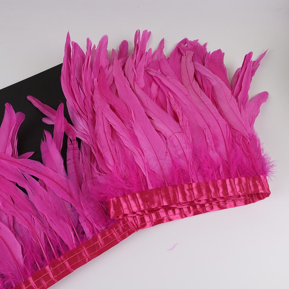 10Meters Rooster Tail Feathers Trim 25-30Cm Coque Feathers Trimming For Handiwork Crafts Carnival Dress Skirt Costumes Plumes